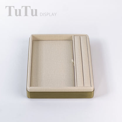 TR0181 PU Leather Jewelry Serving Tray Metal Frame