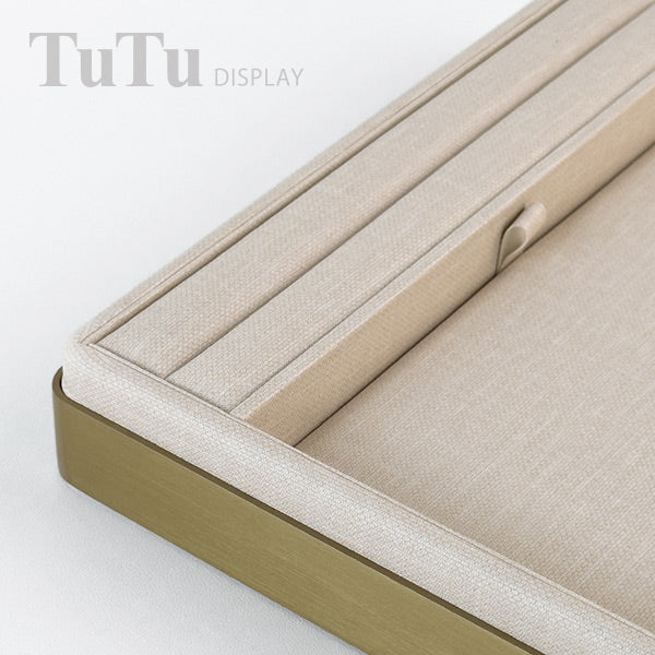 TR0181 PU Leather Jewelry Serving Tray Metal Frame