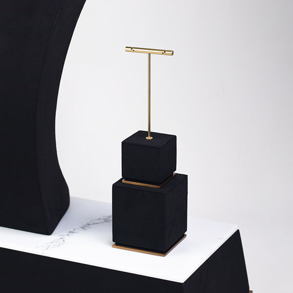 DS057 Black Jewellery Display Stand Set with Marble