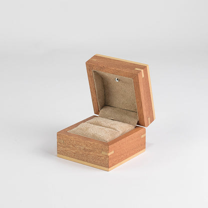 BX002 Jewelry Ring Box w/Led Light, Natural Wood Display Gift Box