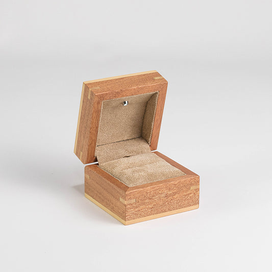 BX002 Jewelry Ring Box w/Led Light, Natural Wood Display Gift Box