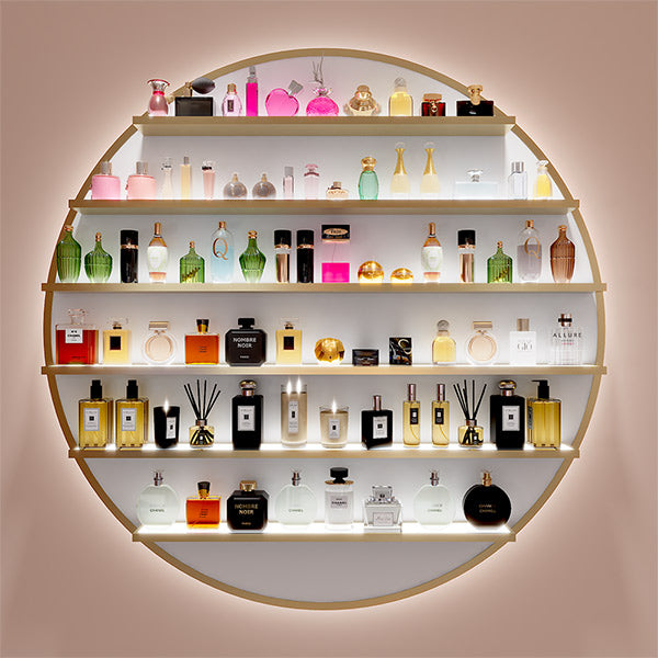 CM030 Wall Mounted Cosmetic Display Shelf Rack Lighted