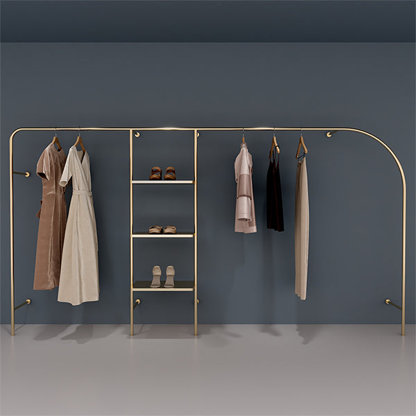 CR046 Wall Mounted Clothes Rack Garment Display with Shelves