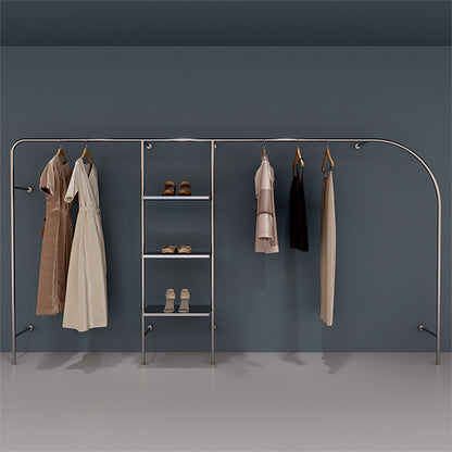 CR046 Wall Mounted Clothes Rack Garment Display with Shelves