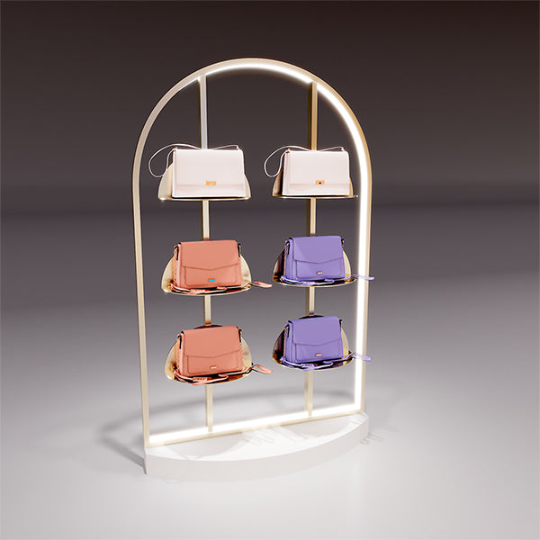 CR053 Fashion Store Handbag Display Rack Metal Holder Lighted