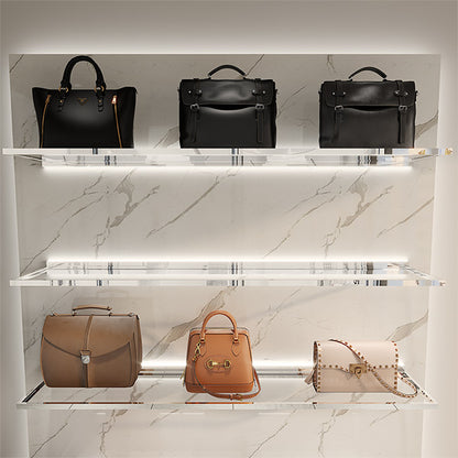 CR060 Wall Mounted Glass Lighted Handbag Display Shelf