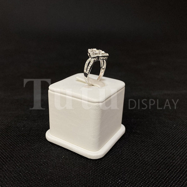 Jewelry Display | Ring Display | White Leather Single Ring Display 