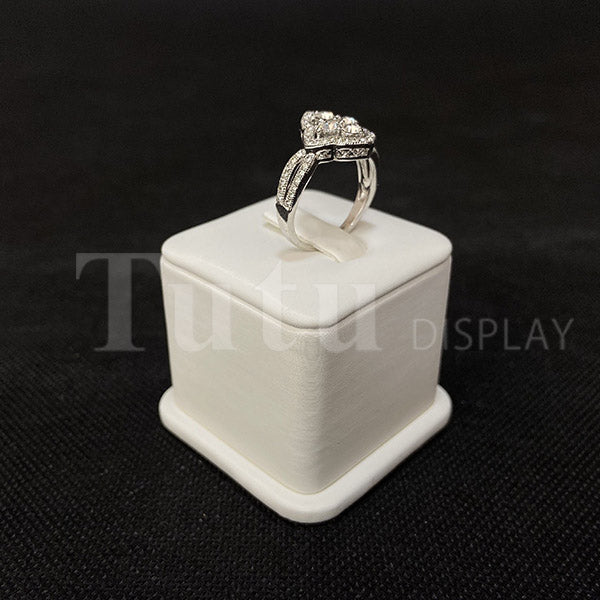 Jewelry Display | Ring Display | White Leather Single Ring Display 