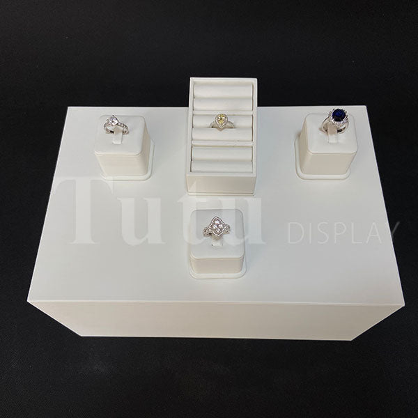 Jewelry Display Platform Display White Leather Display TUTU DISPLAY