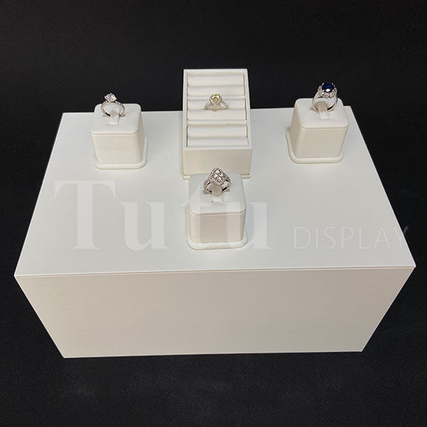 Jewelry Display | Platform Display | White Leather Display