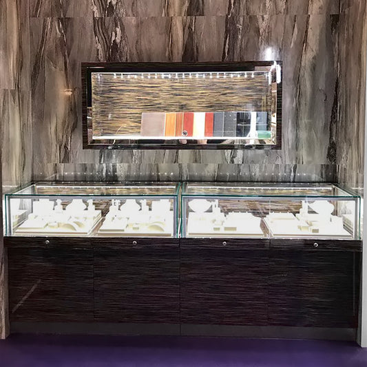 LX06 Wall Mounted Jewelry Glass Display Showcase w/ LED Lights