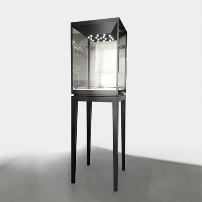 MT-031-Black Stainless Steel ewellery Glass Showcase