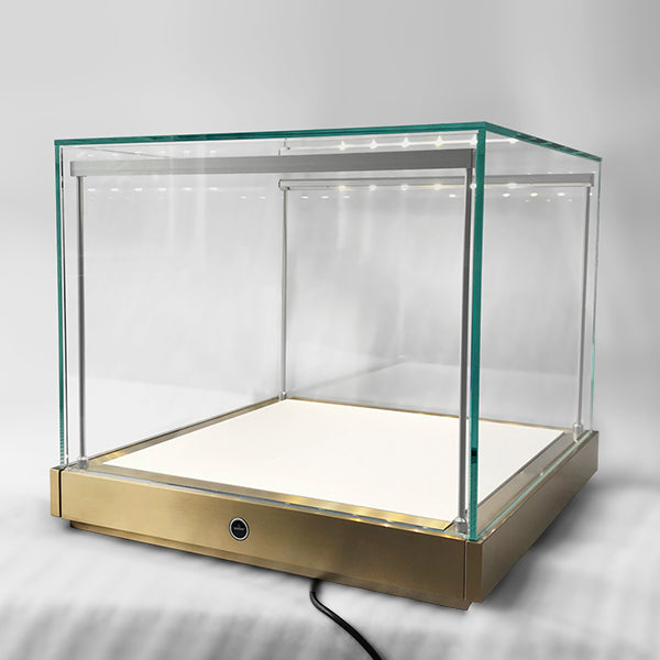 S135 Golden Countertop Glass Display Case Lighted Showcase