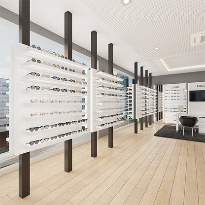 GD009 Wall Mount Eyewear Display Rack Shelves LED Light
